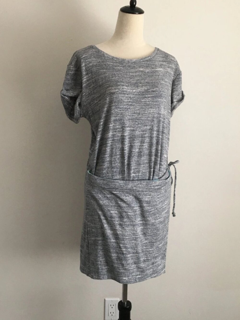MAEVE Anthropologie Marled Gray Faux Wrap Overlay Dress